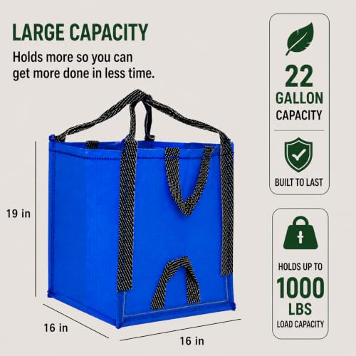 22-Gallon Heavy Duty Lawn and Yard Bag, Reusable Self-Standing Garbage Bag with Reinforced Handles (Blue - 1 Pack) - color: Blue - 1 Pack