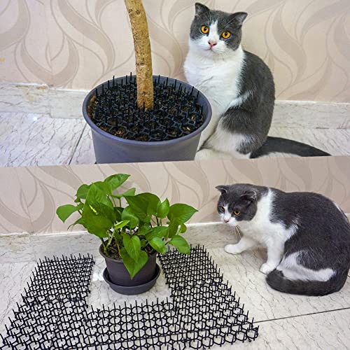 Ley's 24 Pack Cat Deterrent Mat, 6 x 8 in Scat Mat with Spikes, Keep Cats Away from Plants, Indoor Furniture & Outdoor Garden Fence – Pet Repellent Barrier - color: Black, size: 24 Pack