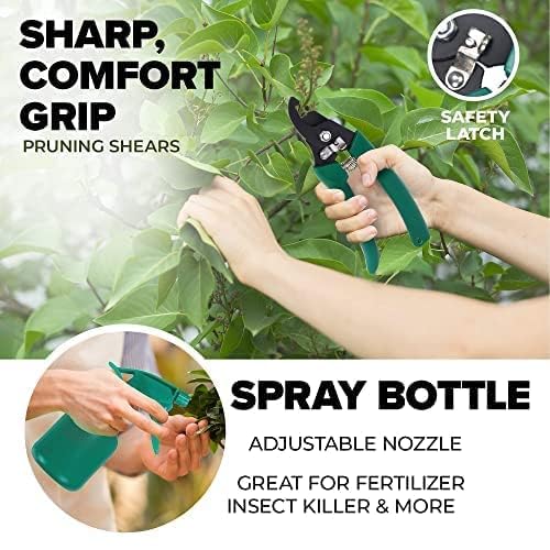 Scuddles Premium Gardening Kit for Women – 10 Stainless Steel Tools with Ergonomic Handles, Tote Bag, Kneeling Pad, Shears, Gloves, Rake, Trowel & Shovel – Garden Set for Planting, Pruning & Gifts
