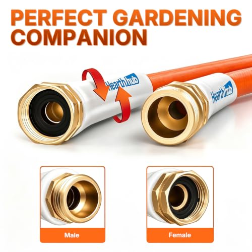 Short Garden Leader Hose - 5/8 Inch Lightweight All-Weather Water Hose - Durable And Flexible, Leakproof Connections, Kink Resistant - Rubber Garden Hose With 3/4" Fittings(3 ft) - size: 3 FT