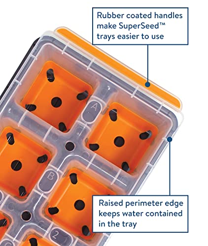 Burpee SuperSeed Windowsill Seed Starting Tray | 8 XL Cell | Seed Starter Tray | Reusable & Dishwasher Safe | Window Garden Starting Kit | Orange - size: 8 Cells