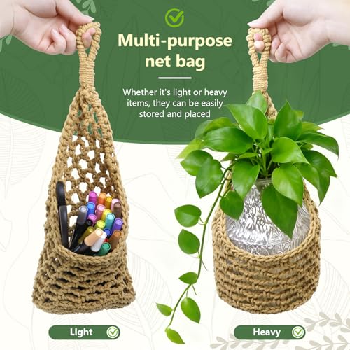 Macrame Wall Plant Hanger, Hanging Planter Basket Holder, Wall Planters for Indoor Plants, for Up to 6 Inch Pot (Brown, 6-Inch) - color: Brown, size: Large – Fits Pot Bottom ≤6"