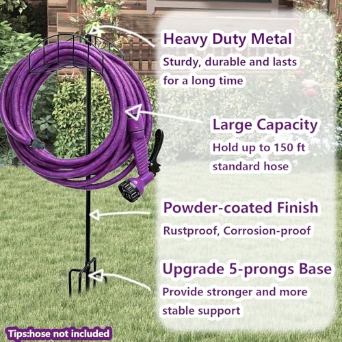 2-Pack Freestanding Garden Hose Holder with Upgraded 5-Prong Base - size: 2Pack-48IN
