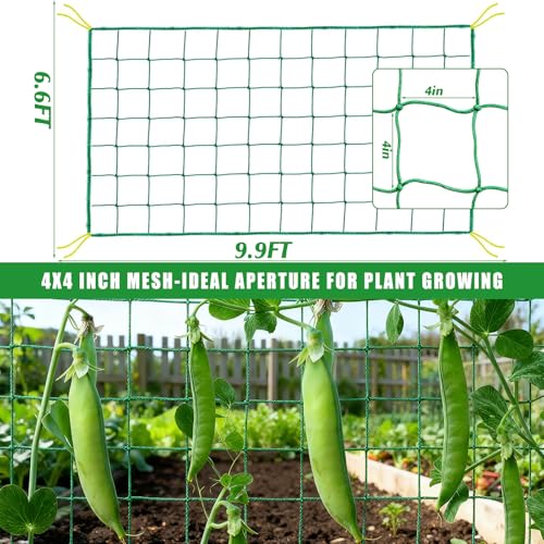 6.6x9.9FT Trellis Netting for Climbing Plants,Trellis Netting with Plant Clips, Heavy-Duty PE Trellis Net for Cucumber, Tomato, Vegetables, Fruits, Sweet Pea Plants - size: 6.6x9.9FT