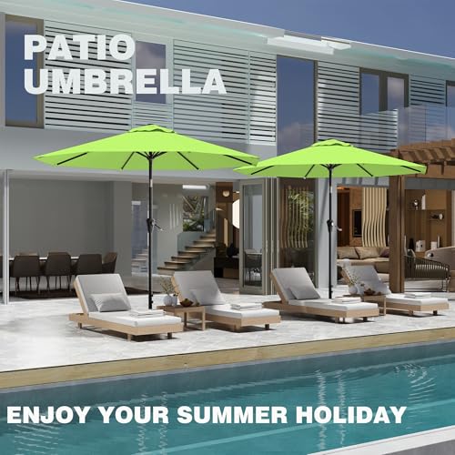 AreShark 9FT Outdoor Patio Umbrella with Tilt and Crank, Apple Green - color: Apple Green, size: 9ft
