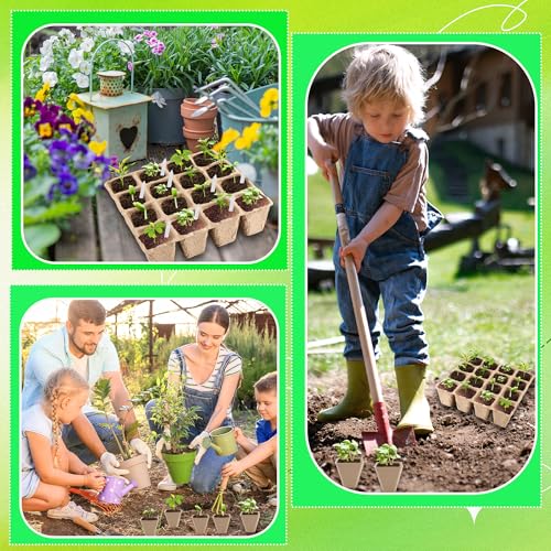 32 Packs of 512 Cells Seed Starter Trays Biodegradable Seedling Sets Organic Plant Seedling Trays with Holes Plant Starter Kit for Herb Seed Starter