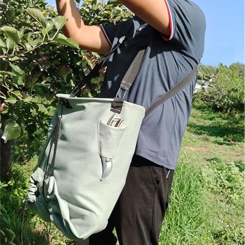 Large Adjustable Canvas Fruit Picking Bag for Orchard Farm Garden - color: Blue