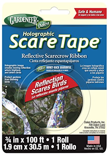 Dalen Holographic Scare Reflective Tape – Bird Deterrent Tape with Metallic Noise Feature, Broad Application and Easy to Use Bird Scare Ribbon (3/4" x 100') - 1 Roll