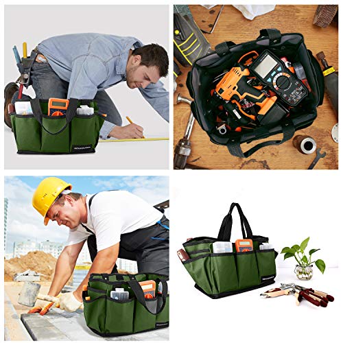 Housolution 14 Inch Gardening Tote Bag, Garden Tool Storage Bag, Dark Green - color: Dark Green, size: 14 Inch