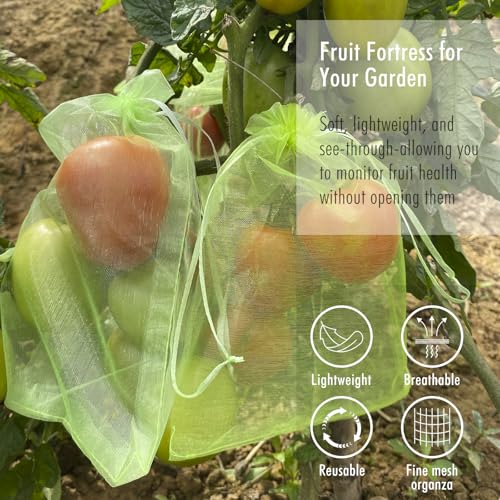 Fruit Protection Bags, Fetanten 4x6 in Mesh Drawstring Bag for Fruit Trees - size: 4 x 6 Inch 40pcs
