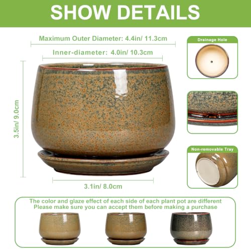 G EPGardening Ceramic Pots for Plants, 4 Inch, Speckled Brown - color: Speckled Brown, size: 4 Inch