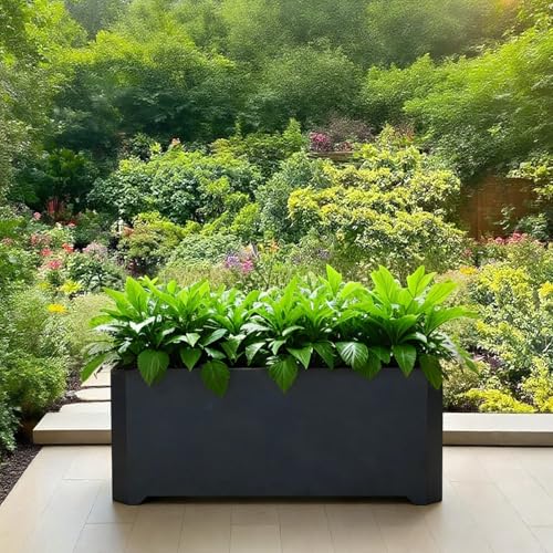 Metal Rectangular Planter Box 32"L x 15"W x 15"H Steel Black Planter Box - color: Black, size: 32"Lx15"Wx15"H