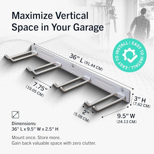 StoreYourBoard Garage Tool Organizer, 72 in, Holds 500 lb, 2 Pack - color: GRAY, size: 72" Heavy Duty Steel Rack | 8 Hooks | Holds 500lbs