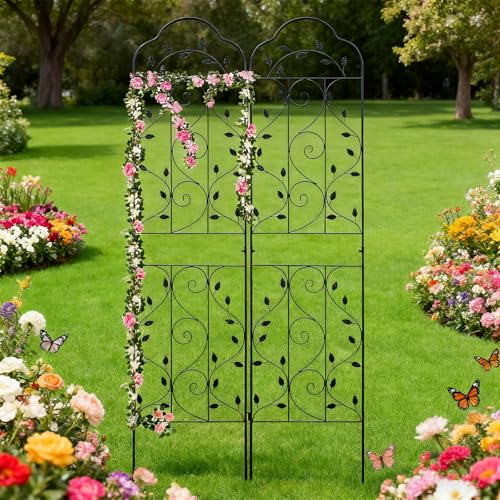 hogardeck Metal 84 * 19 Garden Trellis 2-Packs for Climbing Plants Flowers Vegetables Planting Arched Outdoor Decoration for Courtyards Lawns Gardens - size: 84*19 in