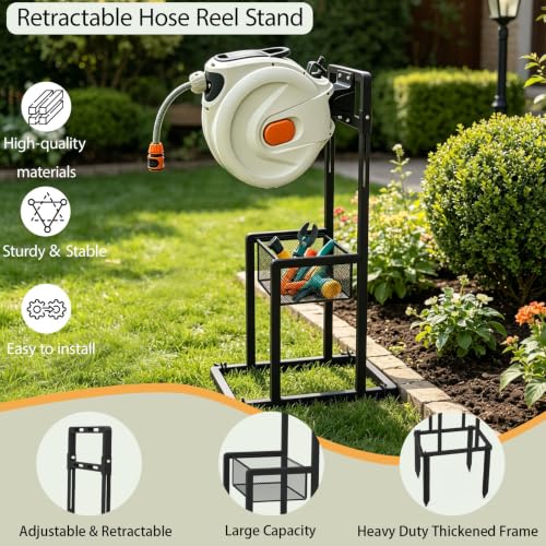 Retractable Hose Reel Stand with No Drilling Required