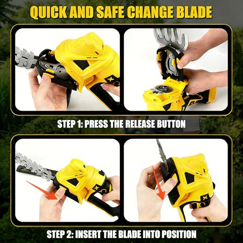 4-in-1 Pole Hedge Trimmer Cordless & Grass Shear, 16FT Reach 4.0 Battery - color: Yellow