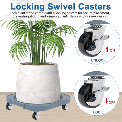 2 Pack 11'' Heavy Duty Rolling Plant Caddy with Wheels, Grey - color: Gray
