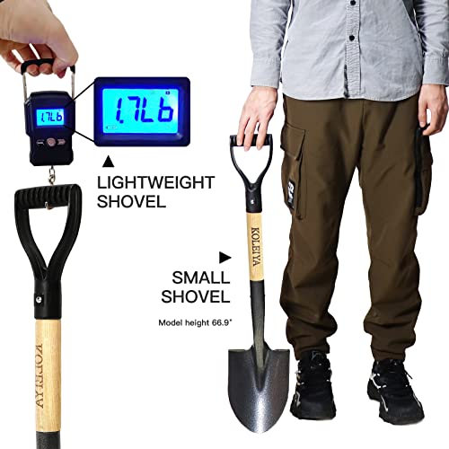KOLEIYA Small Short Handle Shovel - 28 Inches Overall Length - Kids Metal Sand Shovel for Digging and Gardening - Metal + Wooden - color: Wood