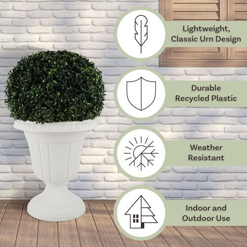 Pure Garden Outdoor Planter Flower Pots, White, 16x18-Inch, 2-Pack - color: White