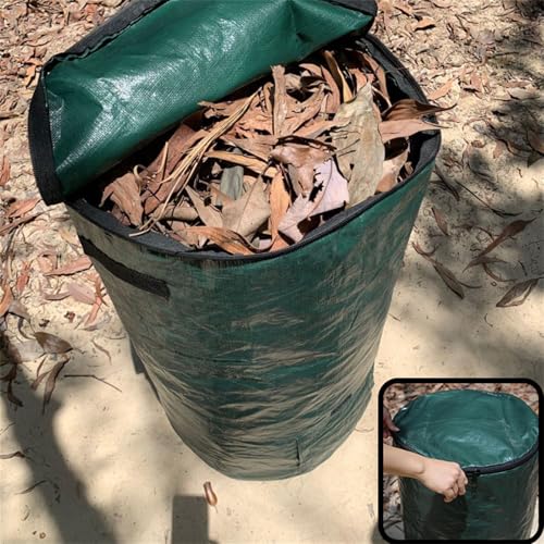 Compost Bin Bags 34 Gallon, Garden Compost Bags Outdoor Reusable,Organic Waste Garden Yard Compost Bag Collapsible Leaf Lawn Bags Gardening Container (Green 1pc) - color: Green 1pc