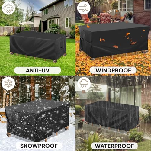 BALEINE Patio Furniture Covers Waterproof, Heavy Duty Outdoor Table Cover - color: Black, size: 108"L×82"W×28"H