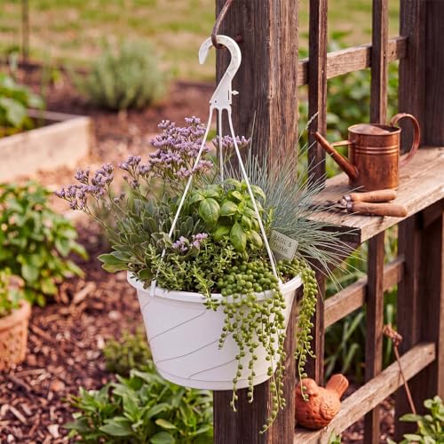 8 Pcs 10 Inch Hanging Planter with Drainage Insert, White - color: White