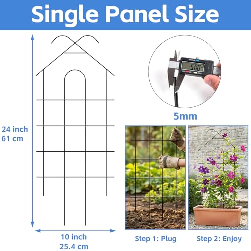 ARIFARO 4 Pack 24" Metal Garden Trellis for Climbing Plants Outdoor - size: 24 inch