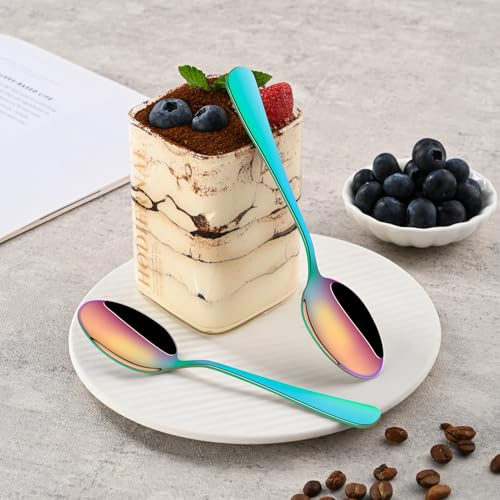 DEHOV 5.5 Inch Colorful Rainbow Coffee & Tea & Demitasse Spoons Set of 8 - color: Rainbow