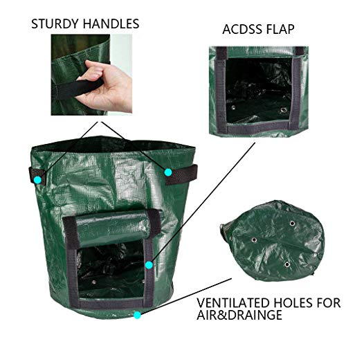 SPENCER 3 Pack 7 Gallon Potato Grow Bags, Aeration Fabric Pots Heavy Duty Thickened Plant Grow Bags Garden Vegetables Planting Bags with Access Flap and Handles for Potato Tomato Fruits Flower
