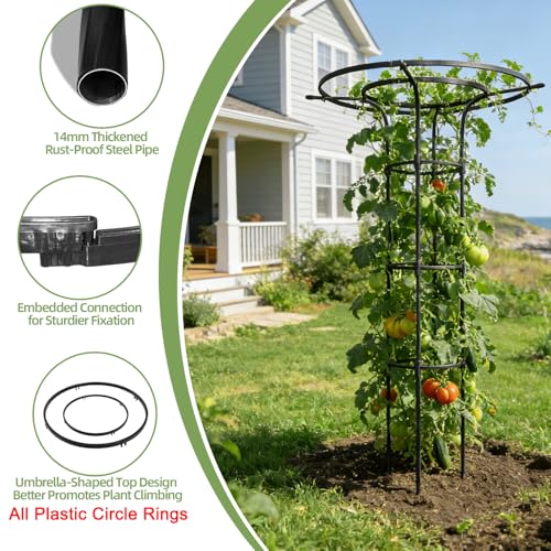 43 Inch Umbrella Trellis for Climbing Plants Outdoor - color: 3 Floors/Black
