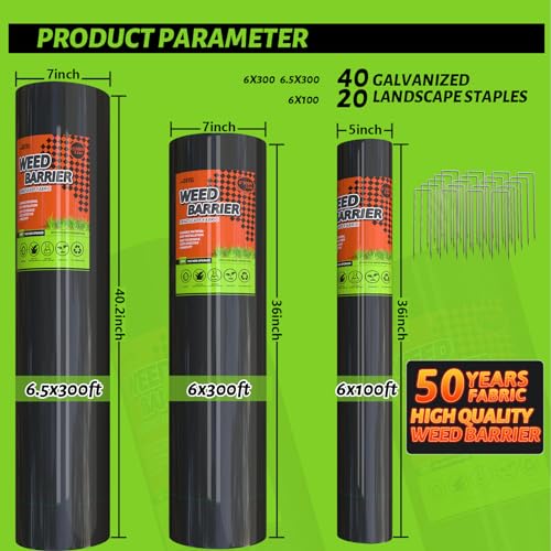 6x100FT Weed Barrier Landscape Fabric Heavy Duty, 3.2oz Durable Geotextile Fabric, Weed Block Gardening Ground Cover Mat, Weed Control Garden Cloth for Landscaping, French Drains, Yard Driveway - size: 6*100ft