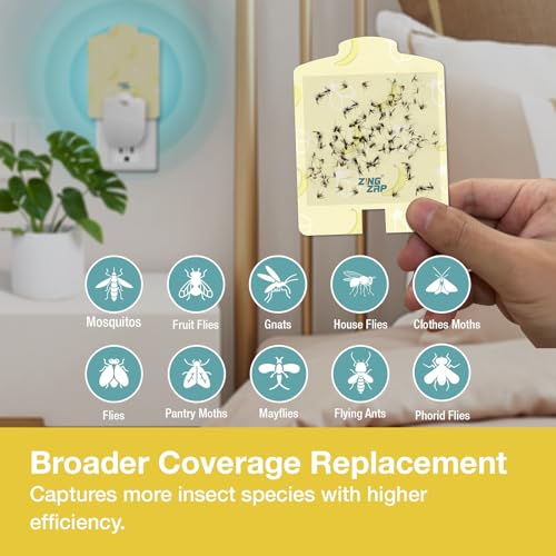 ZingZap Plug-in Flying Insect Trap Card 15 Ct Refill for Plug-in Flying Insect Trap Banana Scent, Captures House Flies, Fruit Flies, Gnats, Moths, Indoor Fly Catcher - size: Banana Refill
