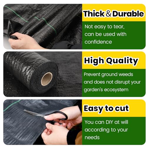 3ft x 300ft Weed Barrier Landscape Fabric Heavy Duty Premium Weed Control Fabric Durable & Eco-Friendly Weed Block Gardening Mat Landscaping Fabric - size: 3ft x 300ft