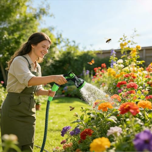 Lightweight Garden Hose,Durable and Flexible Water Hose Non-Kink,Non-Slip Swivel Handles,All-Weather Leader Hose for Boats,RV,Marine Washdown,Lawn,Garden,Leakproof (GreenBlack, 50 Ft)