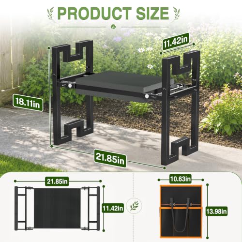 Qatsrin Portable Garden Kneeler and Seat, Foldable Garden Stool, Black