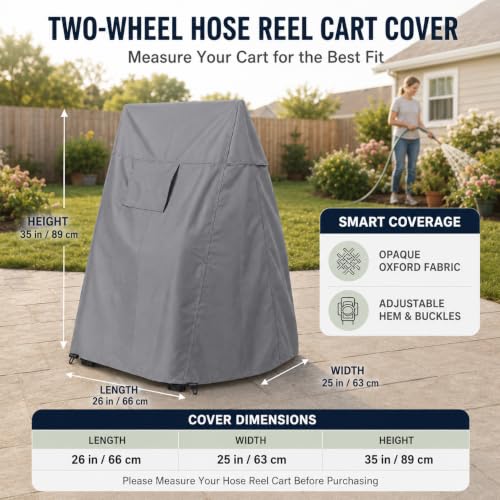 Hose Reel Cart Cover for Outdoor Ventilated Buckle Fit Cover - color: Medium - Hose Reel Free Standing Cover