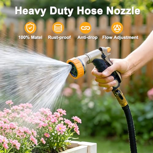 FANHAO Metal Garden Hose Nozzle Heavy Duty, Rear Trigger Water Sprayer