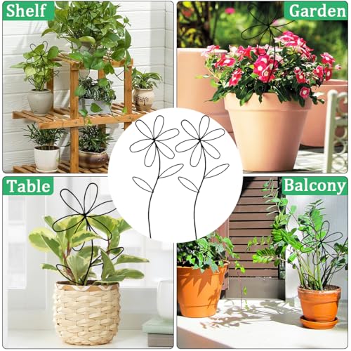 2 Pcs Indoor Plant Trellis, Mini Garden Trellis for Potted Plants, Indoor Potted Plant Climbing Plants Flower Pots Supports with Cute Floral Patterns for Houseplant Vine lvy Flower Plant