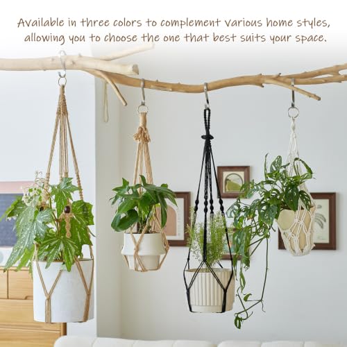 4Pack Jute Macrame Plant Hangers Boho Hanging Planter - color: Jute