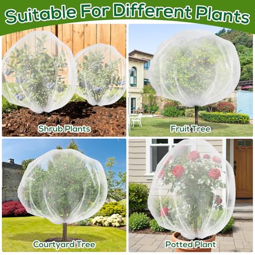 1 Pack 6.9 x 8.5 ft Fruit Tree Netting Covers with Drawstring - size: 6.9 x 8.5FT/1Pack