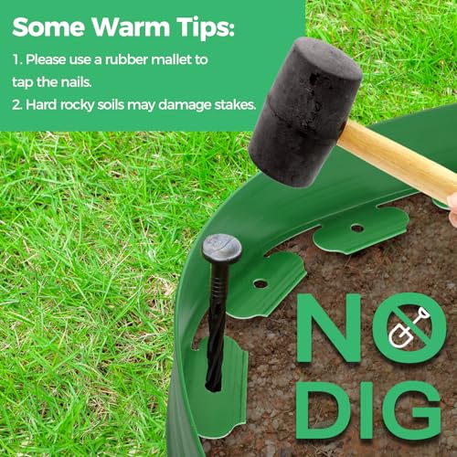4-Inch x 100 FT Landscape Edging Border with 150 Stakes, Plastic Garden Edging Border Kit, Flexible No Dig Lawn Edging Border for Garden Flower Beds Yard Pathway Paver (Green) - color: Green, size: 4 In x 100 FT