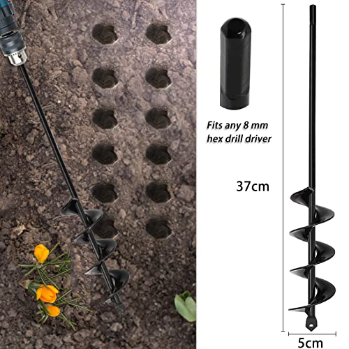 TCBWFY 2x14.6 Inch Garden Auger Drill Bit for Planting, Spiral Hole Digger for Flower Bulbs, Bedding Plants and Soil, Rapid Earth Planter Tool with Hex Shank for Adjustable Drill Chucks - size: 2"x14.6"