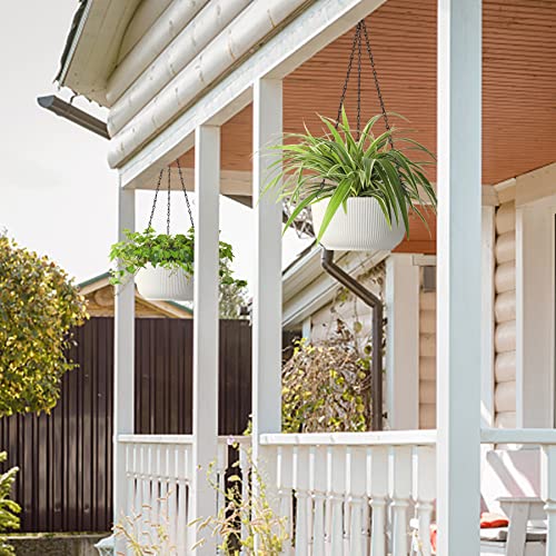 T4U Hanging Planters for Indoor Outdoor, 10 Inch Self Watering Pots, 2 Pack - size: 10 inch
