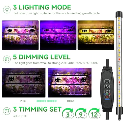 Seed Starter Trays with Grow Lights, Grow Lights for Seed Starting Kit, Timming Set, Indoor Plant Growing Kit for Gardeners, Germination Trays Kits, Gardening Gifts for Women, Mom Gifts (240 Cells) - size: 240 Cells