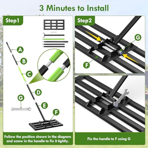 Seeutek Lawn Leveling Rake, 17" x 10" Heavy Duty Ground Leveler - size: 17"*10"