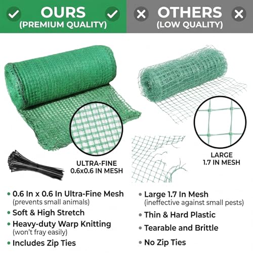 4x100 FT Deer Fence Netting, Plastic Mesh Roll, Garden Protection, Green - color: Green, size: 4x100ft