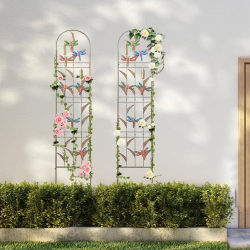 aboxoo 2-Pack Dragonfly Metal Garden Trellis for Climbing Plants - color: Dragonfly, size: 2pcs