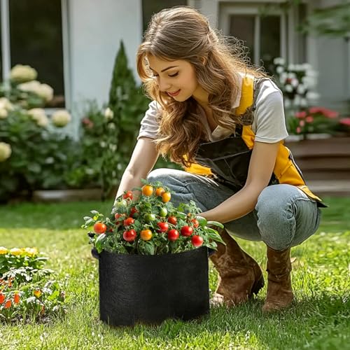 T4U Grow Bags 5 Gallon 5 Pack, Fabric Pots for Outdoor Garden Plants - size: 5 Gallon-5 Packs