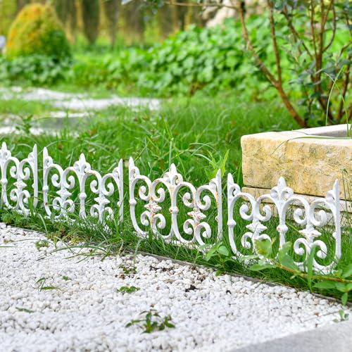 Sungmor Cast Iron Garden Edging, 10.6 Inches Tall 4 Pack Rustic White - color: Rustic White - 10.6inch Tall