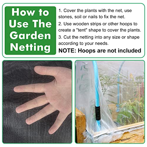 Unves 8x10ft Garden Netting, White Mosquito Net Insect Mesh Bird Netting - size: 8 x 10 Ft x 1 pc